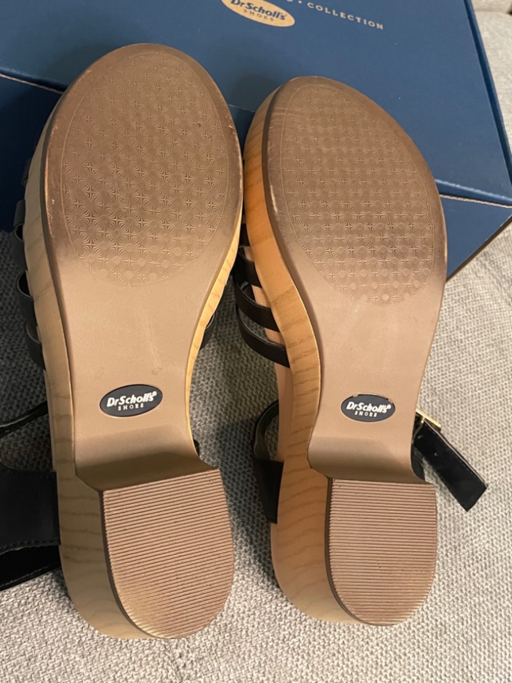 EUC in Box - Dr. Scholl's "First of All" open toed ankle strap clogs - Black, 8M - Picture 2 of 4